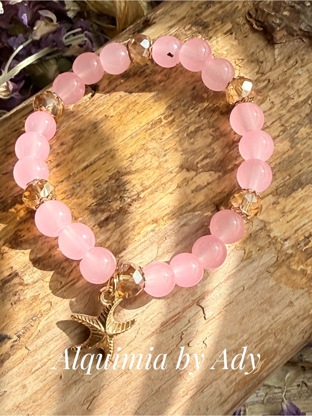 Alquimia Rose Quartz Bead Bracelet - Soft Pink 8mm